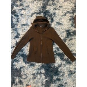 John Varvatos Womens XL Olive Green‎ Knit Full Zip Up Hoodie Sweater